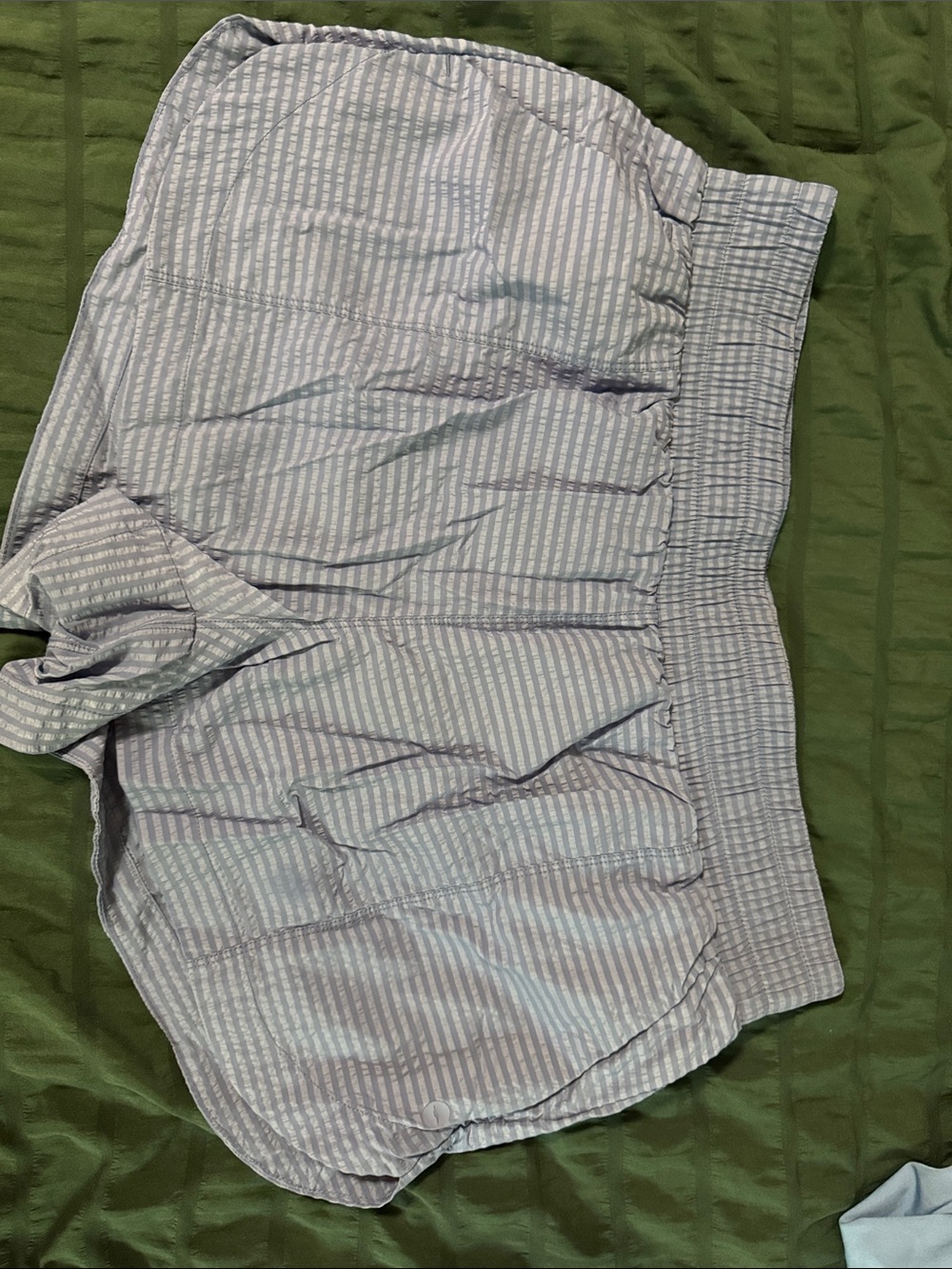 Light Blue Striped Men’s Elastic Waist Shorts